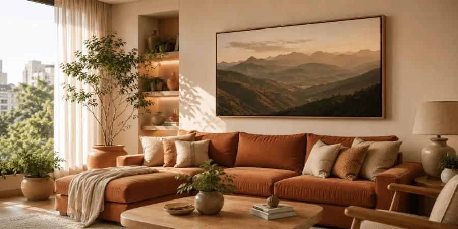 Sala com quadro em destaque