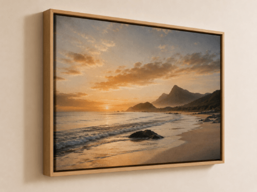 Quadro com moldura flutuante freijó